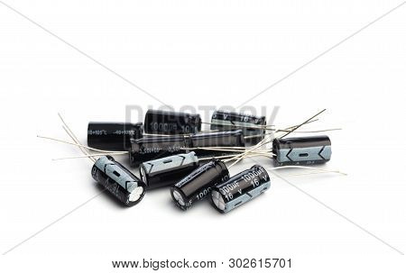 Capacitors Isolated On White Background - Image