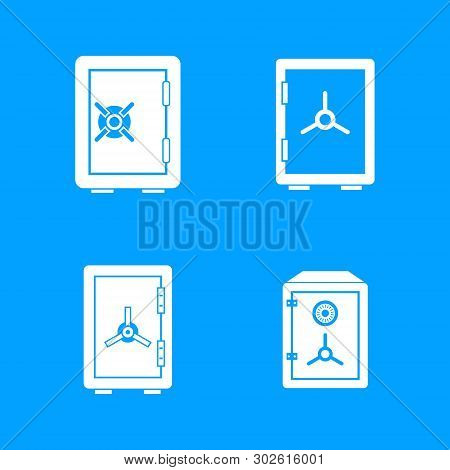 Safe Icon Set. Simple Set Of Safe Icons For Web Design Isolated On Blue Background