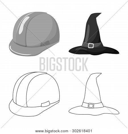Isolated Object Of Clothing And Cap Sign. Set Of Clothing And Beret Stock Vector Illustration.