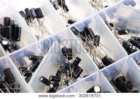 Set Of Capacitors Isolated On White Background