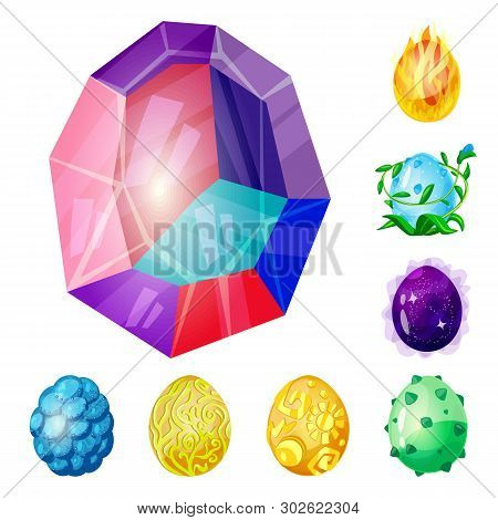 Isolated Object Of Dinosaur  And Magic  Sign. Collection Of Dinosaur  And Fantasy Stock Vector Illus