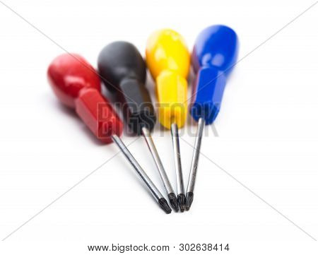 Colour Screwdriver Type Torx Isolated On White. All Sizes. - Image