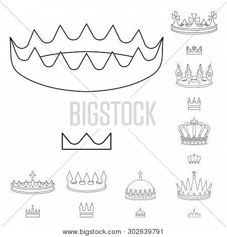 Vector Illustration Of Queen And Heraldic Sign. Set Of Queen And Vip Vector Icon For Stock.
