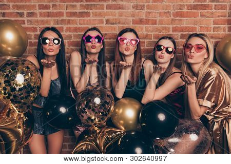 Portrait Of Nice Cool Company Attractive Alluring Sweet Fascinating Winsome Lovely Lovable Gorgeous 