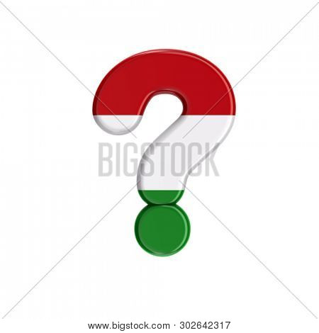hungarian interrogation point - 3d flag of hungary symbol isolated on white background. Perfect for creative illustrations related but not limited to Budapest, Central Europe, politics...