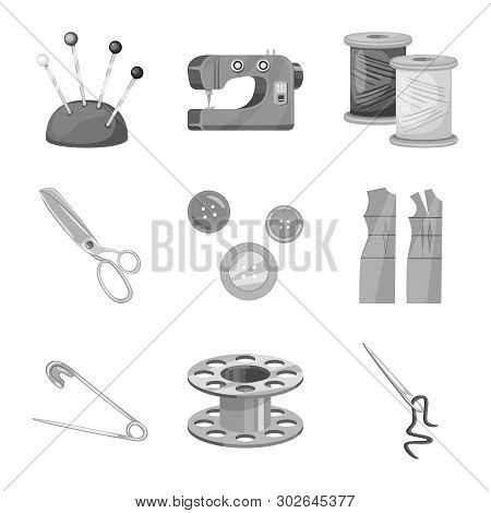 Vector Design Of Dressmaking And Textile Symbol. Collection Of Dressmaking And Handcraft Vector Icon