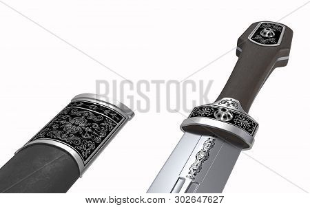 Chechen Dagger - Weapon Of The Caucasus - 3d Illustration