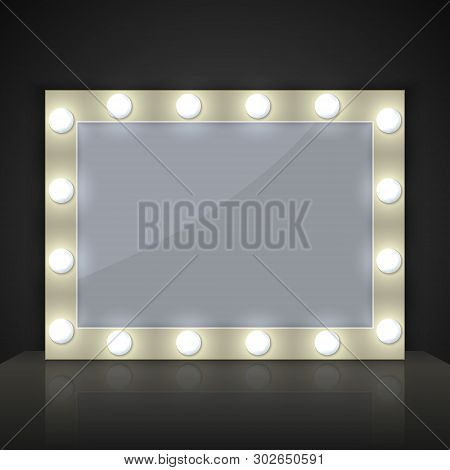 Make Up Mirror With Light Bulb Vector Illustration