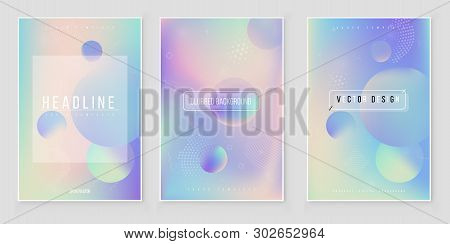 Furistic Modern Holographic Cover Set. 90s, 80s Retro Style.  Minimalistic Hipster Design Iridescent