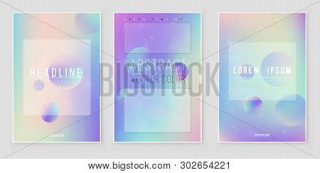 Furistic Modern Holographic Cover Set. 90s, 80s Retro Style.  Hipster Style Graphic Geometric Hologr