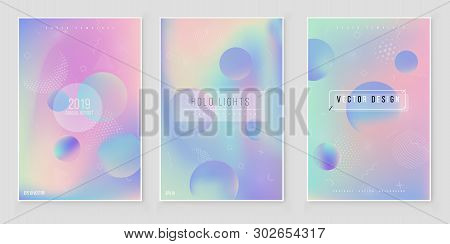 Furistic Modern Holographic Cover Set. 90s, 80s Retro Style.  Hipster Style Graphic Geometric Hologr