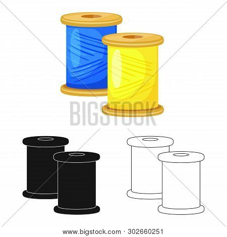 Vector Illustration Of Thread And Spool Logo. Collection Of Thread And Reel Stock Symbol For Web.