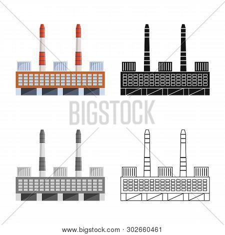 Isolated Object Of Manufactory And Commercial Sign. Collection Of Manufactory And Chimney Stock Vect