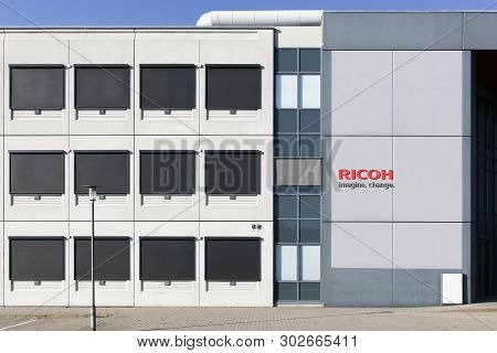 Skejby, Denmark - October 14, 2018: Ricoh Office Building. Ricoh Company, Ltd.is A Japanese Multinat