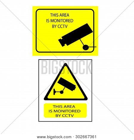 Set Of Closed Circuit Television (cctv) Signs, Black Vector Isolated