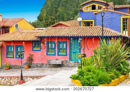Raquira Colombia May 18 Colored Houses In Raquira Village Northern Colombia. Place Known For The Ski