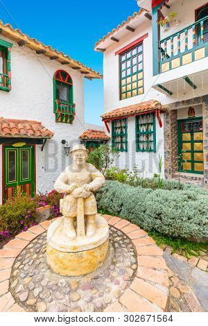 Tenza Colombia May 18  Typical Colonial Houses  With Garden In An Idyllic Peatonal Area Of Tenza Vil