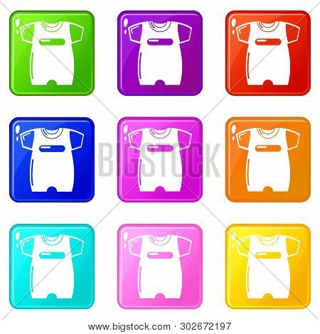 Children Slider Icons Set 9 Color Collection Isolated On White For Any Design