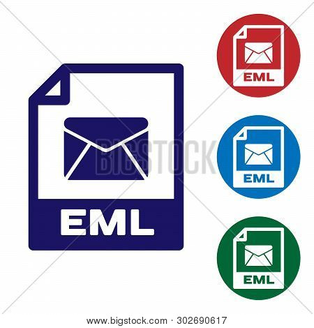 Blue Eml File Document Icon. Download Eml Button Icon Isolated On White Background. Eml File Symbol.