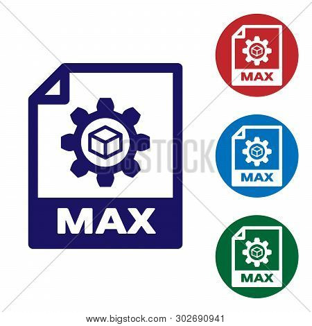 Blue Max File Document Icon. Download Max Button Icon Isolated On White Background. Max File Symbol.