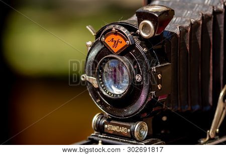 Bucharest, Romania - May 12, 2019: An Old Agfa Standard Medium Format Folding Photo Camera Is Seen I