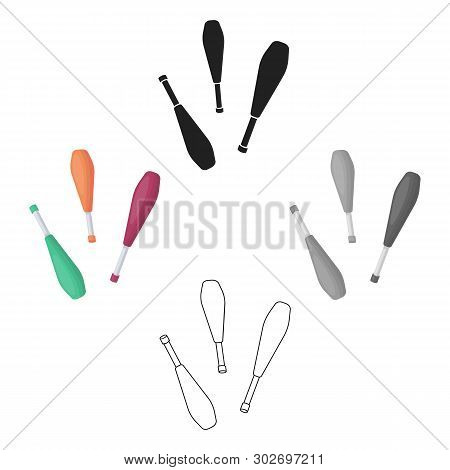 Juggling Clubs Icon In Cartoon, Black Style Isolated On White Background. Circus Symbol Stock Vector
