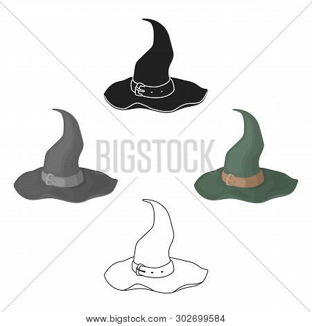 Witch S Hat Icon In Cartoon, Black Style Isolated On White Background. Hats Symbol Stock Vector Illu