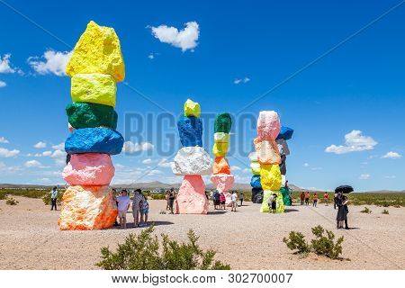 Las Vegas, Nevada, Usa - 12 May, 2019: Seven Magic Mountains Art Installation Near Las Vegas City. P