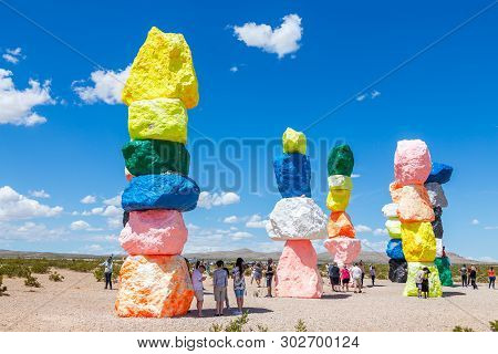 Las Vegas, Nevada, Usa - 12 May, 2019: Seven Magic Mountains Art Installation Near Las Vegas City. P