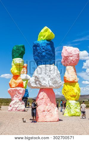 Las Vegas, Nevada, Usa - 12 May, 2019: Seven Magic Mountains Art Installation Near Las Vegas City. P