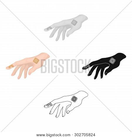 Bactericidal Plaster On The Arm. Medicine Single Icon In Cartoon, Black Style Vector Symbol Stock Il