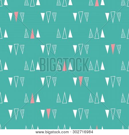 Seamless Pattern Of Triangles On A Mint Green Background.