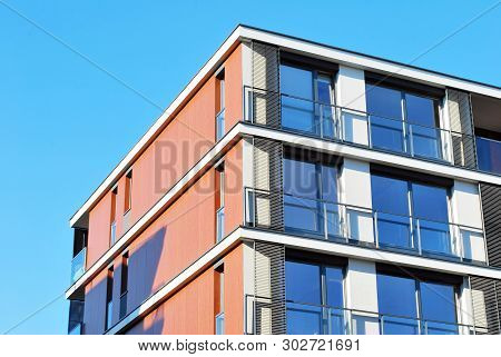 Modern European Residential Apartment Buildings Quarter. Abstract Architecture, Fragment Of Modern U