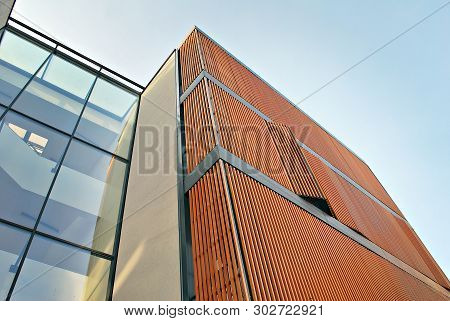 Fragment Of A Modern Apartment Building In Front. Very Modern Apartment House.