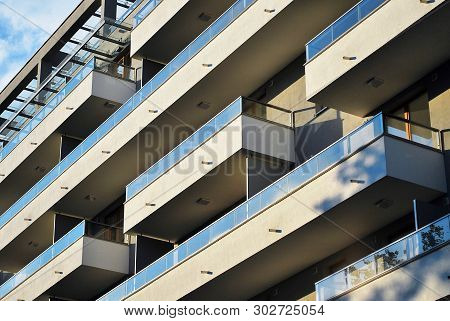 Modern European Residential Apartment Buildings Quarter. Abstract Architecture, Fragment Of Modern U