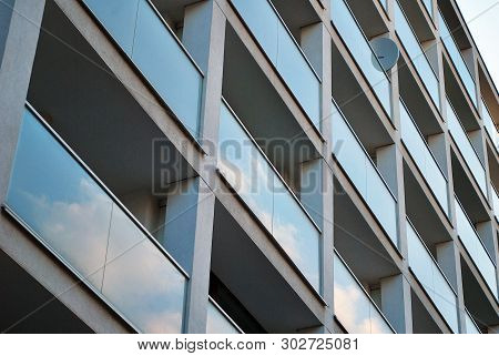 Modern European Residential Apartment Buildings Quarter. Abstract Architecture, Fragment Of Modern U