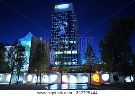 Warsaw,poland. 19 July 2016. Warsaw Spire Is A New Office Building. It Is A Prestigious Building In 