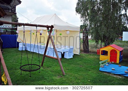 Special Event Tent In The Garden In Day