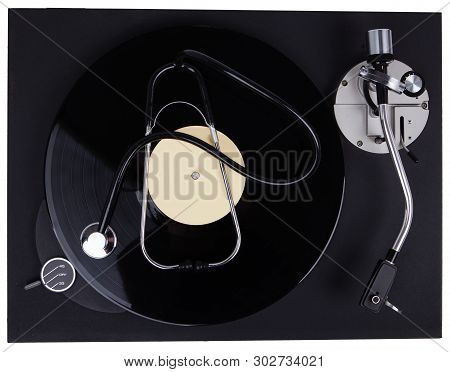 Music Therapy Concept - Alternative Medicine. Sound Therapy - Gramophone And Stetoscop.