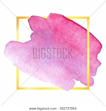 Watercolor Brush Stroke. Beautiful Overflowing Watercolor. Bright Color. With Frame.