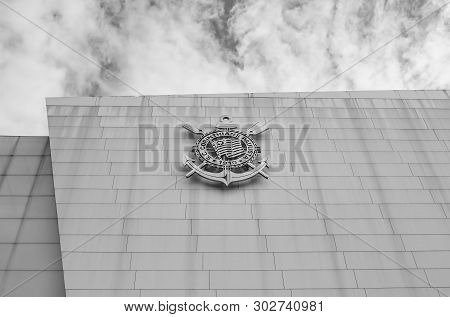 Sao Paulo Sp, Brazil - March 07, 2019: Logo Of Corinthians Soccer Team (sport Club Corinthians Pauli