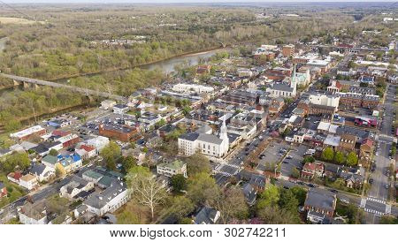 The Rappahannock River Flows Along Next To The Historic City Of Fredricksburg Virginia