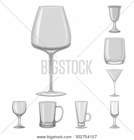 Vector Illustration Of Capacity And Glassware Sign. Set Of Capacity And Restaurant Stock Vector Illu