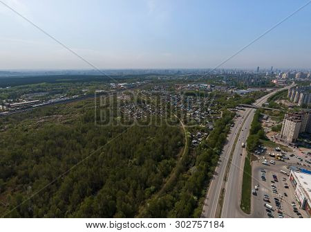 Ekaterinburg, Russia - May 13, 2019:  Top Down Aerial Drone Image Of A Ekaterinburg City In The Earl