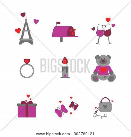 Vector Illustration. Valentines Days Icons Set. Elements For Design