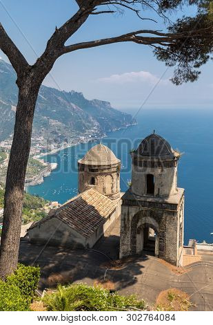 View Over Gulf Of Salerno From Villa Rufolo, Ravello, Campania, Italy