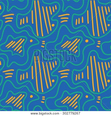 Vector Abstract Scribble Cloud Shapes Seamless Pattern