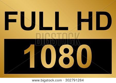 Golden Full Hd Label. Modern Technology Signs