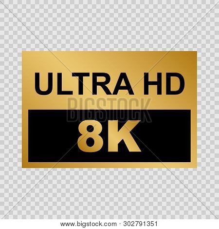 Golden Ultra Hd Label. Modern Technology Signs