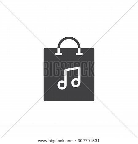 Music Shopping Bag Vector Icon. Music Store Filled Flat Sign For Mobile Concept And Web Design. Shop